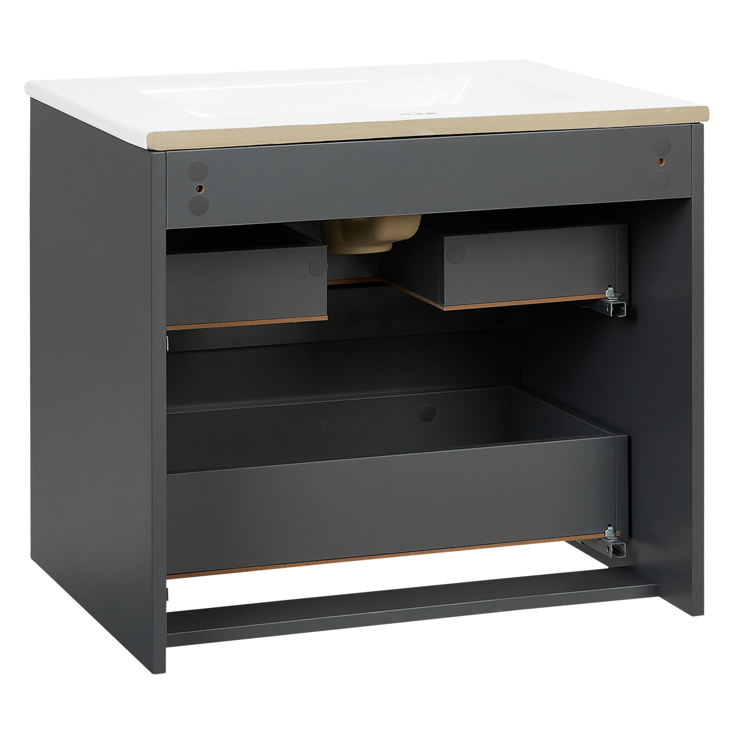 Bathroom cabinet 60 cm Wood Grey Storage Vanity unit Bathroom furniture Sink unit Washroom wall cabinet Bathroom mirror