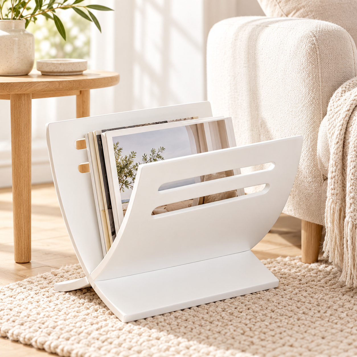 Newspaper Rack magazine holder white