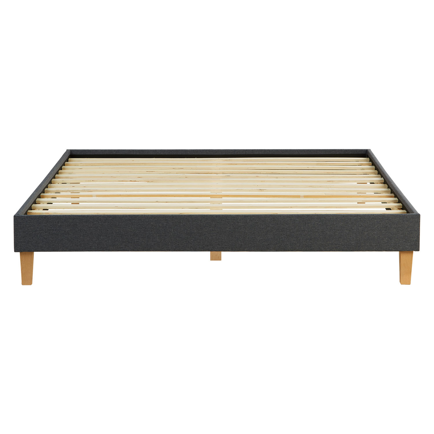 Upholstered Bed Frame Double Bed 160 x 200 cm Grey Futon Bed Platform Bed Fabric Upholstered bed 160x200 cm grey | futon bed | with slatted frame | double fabric bed frame