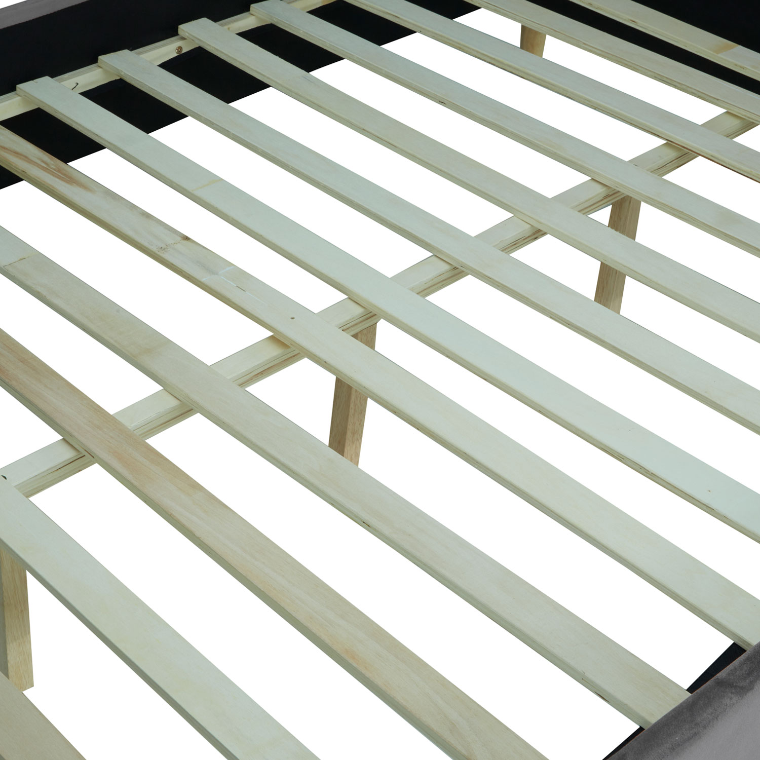 Upholstered bed 140x200 cm grey velvet | with slatted frame | double fabric bed frame