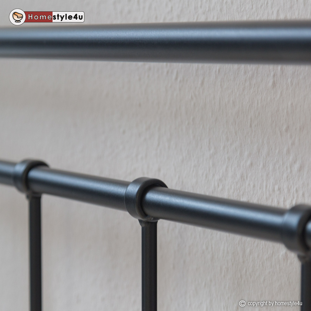 Metal Bed Iron Bed Double 180 x 200 Wood Slatted black natural bed frame 5072