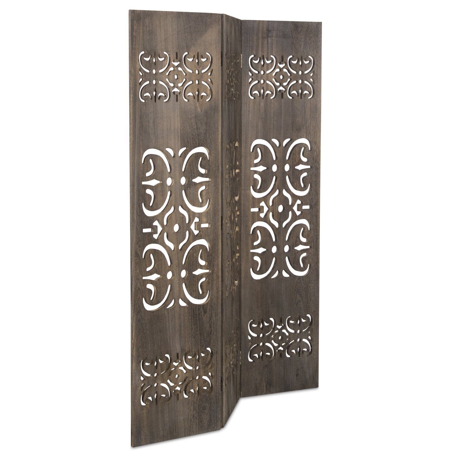 Paravent Brown Carvings | 3-panel | Wood | Room Divider Partition Privacy Screen