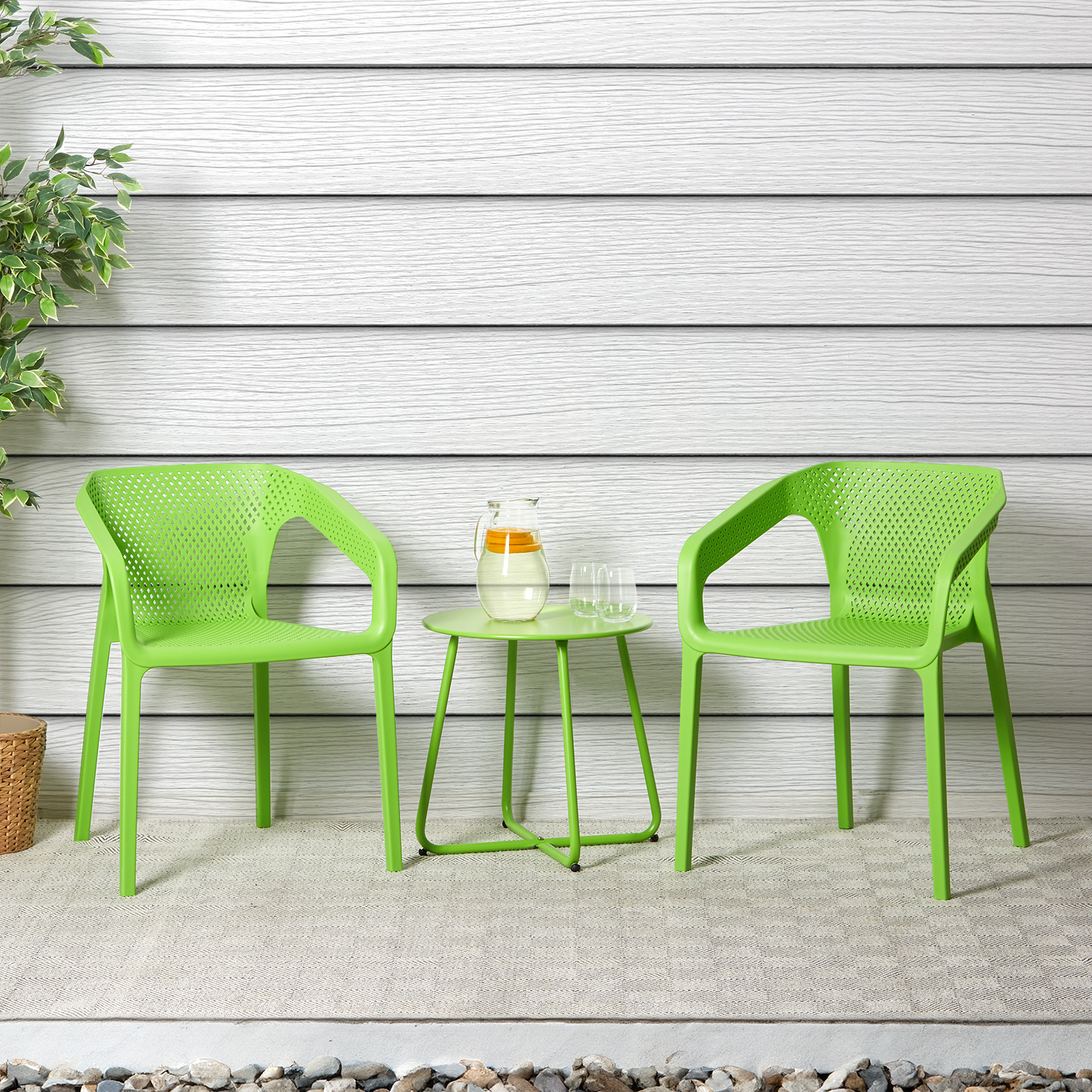 Garden furniture set Garden table and 2 chairs Bistro set Green Outdoor table and chairs Lounge chair Patio set
