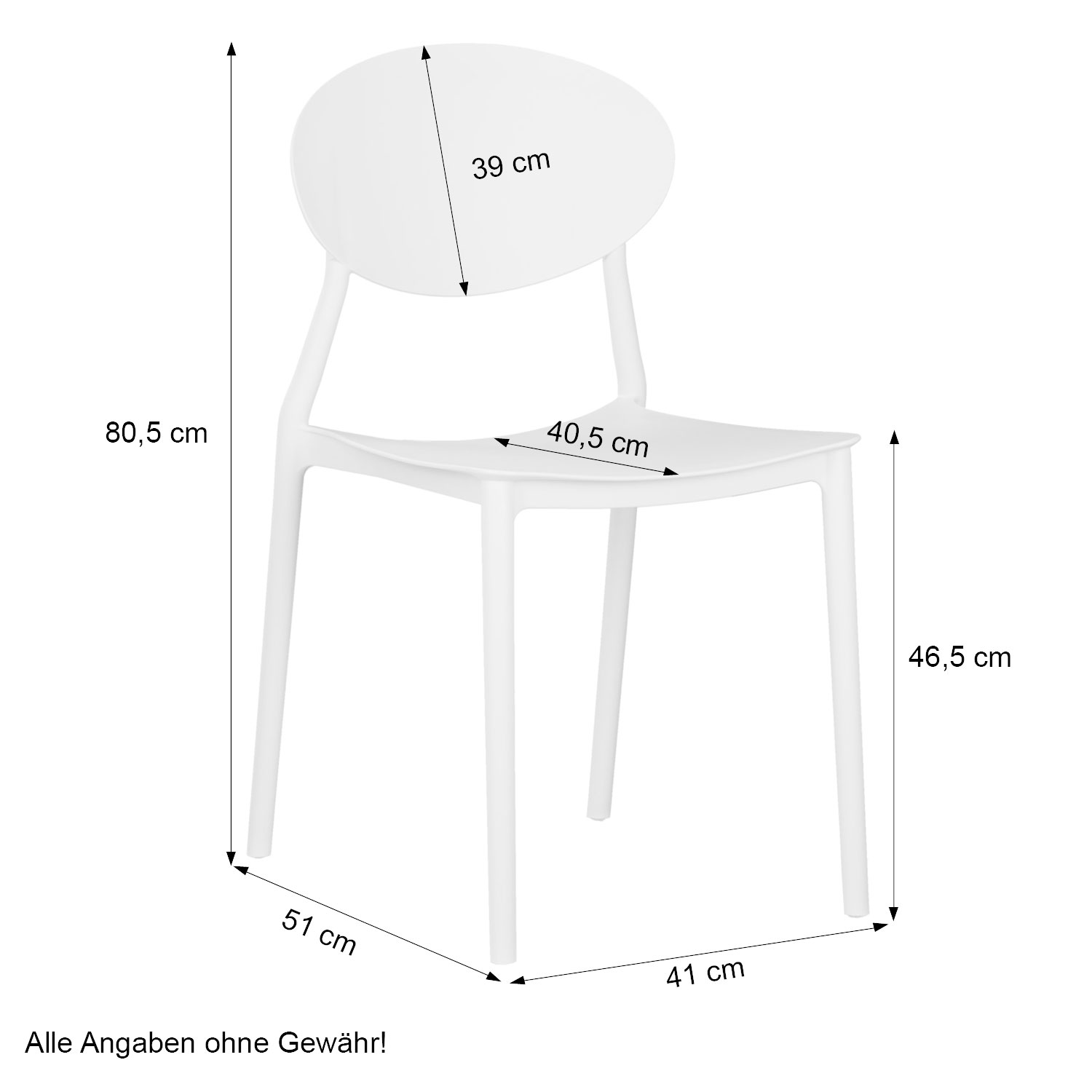 Garden chair Set of 4 Camping chairs White Outdoor chairs Plastic Stacking chairs Kitchen chairs