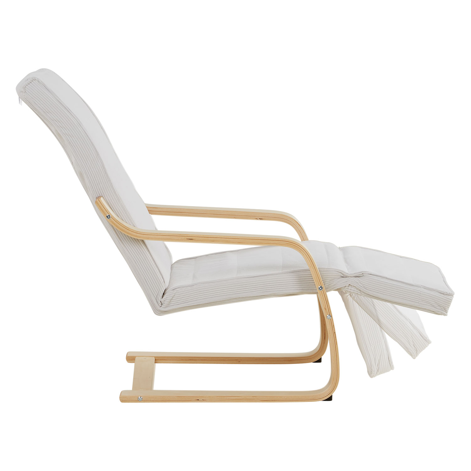 Relaxsessel Corduroy Grey | with Footrest | Natural Wood | Glider Rocking Chair Nursing Chair Recliner