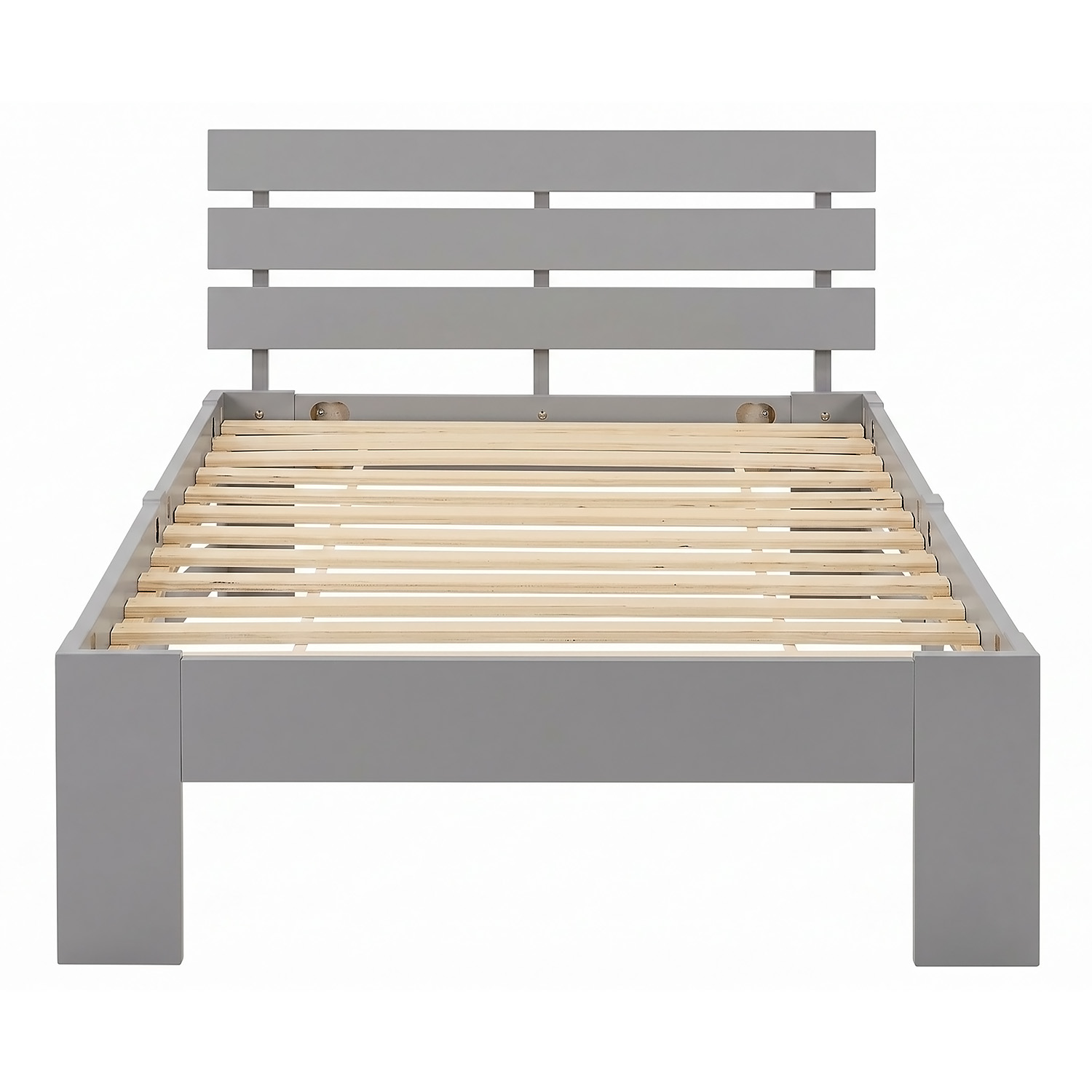 Wooden Bed 90x200 cm Gray | Single Bed | With Slatted Base | Solid Wood | Children's, Teen, or Guest Bedroom