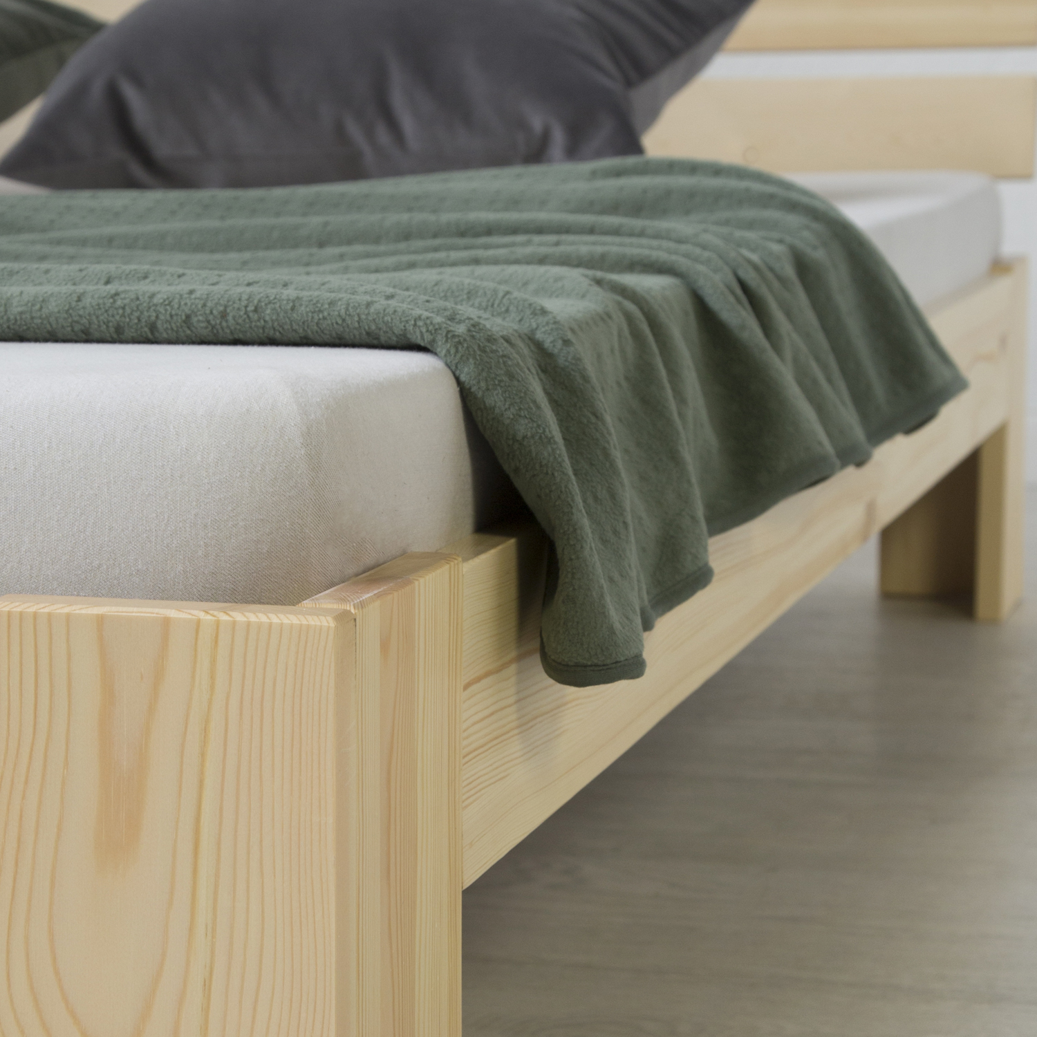 Lit double avec matelas et sommier 140x200 Lit naturel pin massif Cadre de lit en bois Lit futon