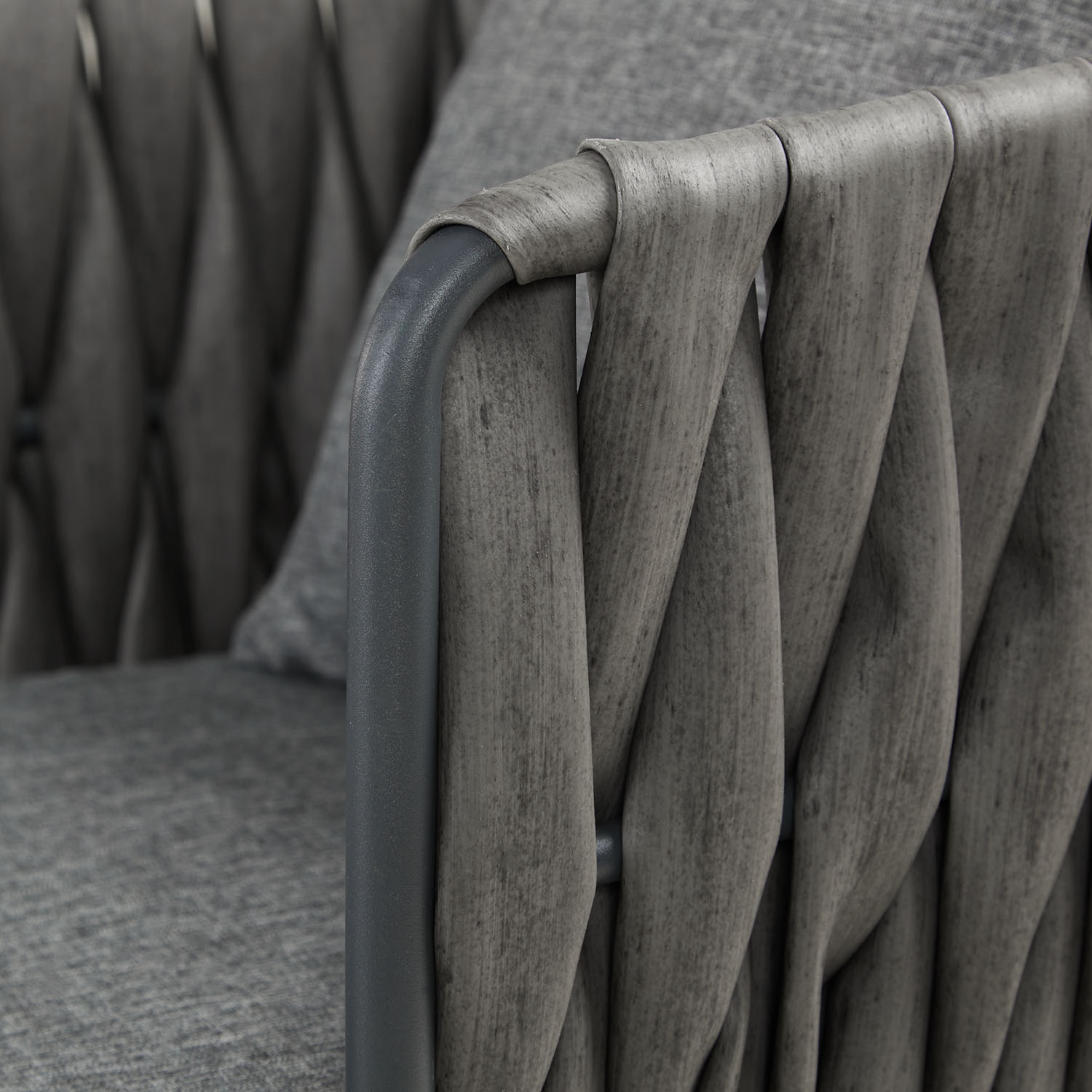 Garden furniture set Garden table and 2 chairs Bistro set Rattan Grey Outdoor table and chairs Lounge chair Patio set