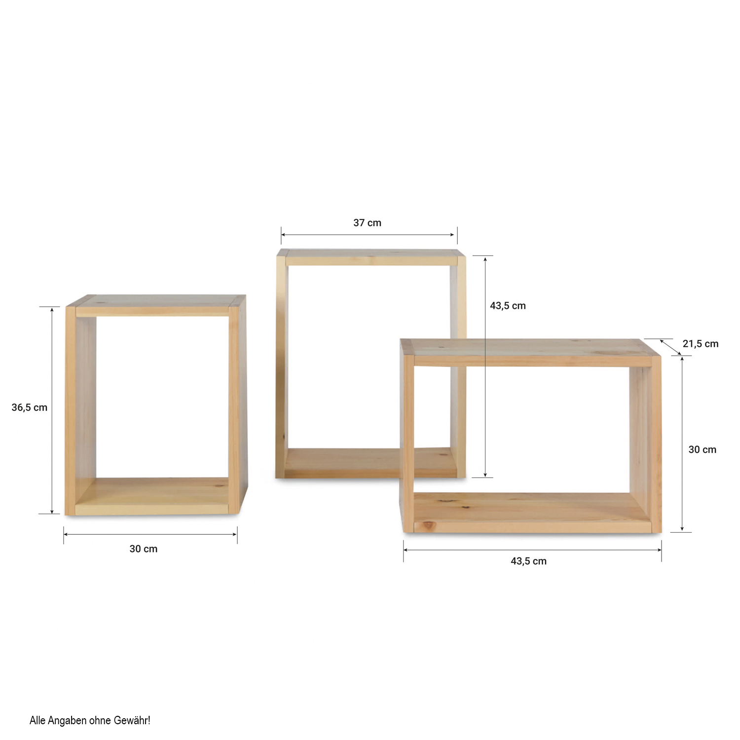 Wooden Rack Set of 3 Hanging Shelf Bookcase Bookshelf 3 Parts Wood Natural