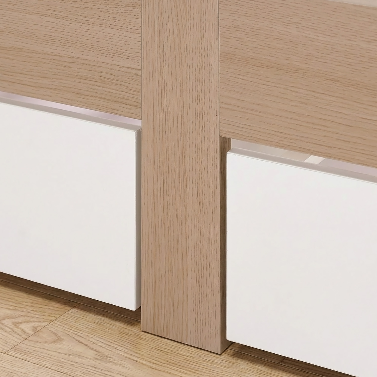 Wood Bed 90x200 cm Brown Oak White | Single Bed | 2 Drawers | Kids Youth Guest Bedroom