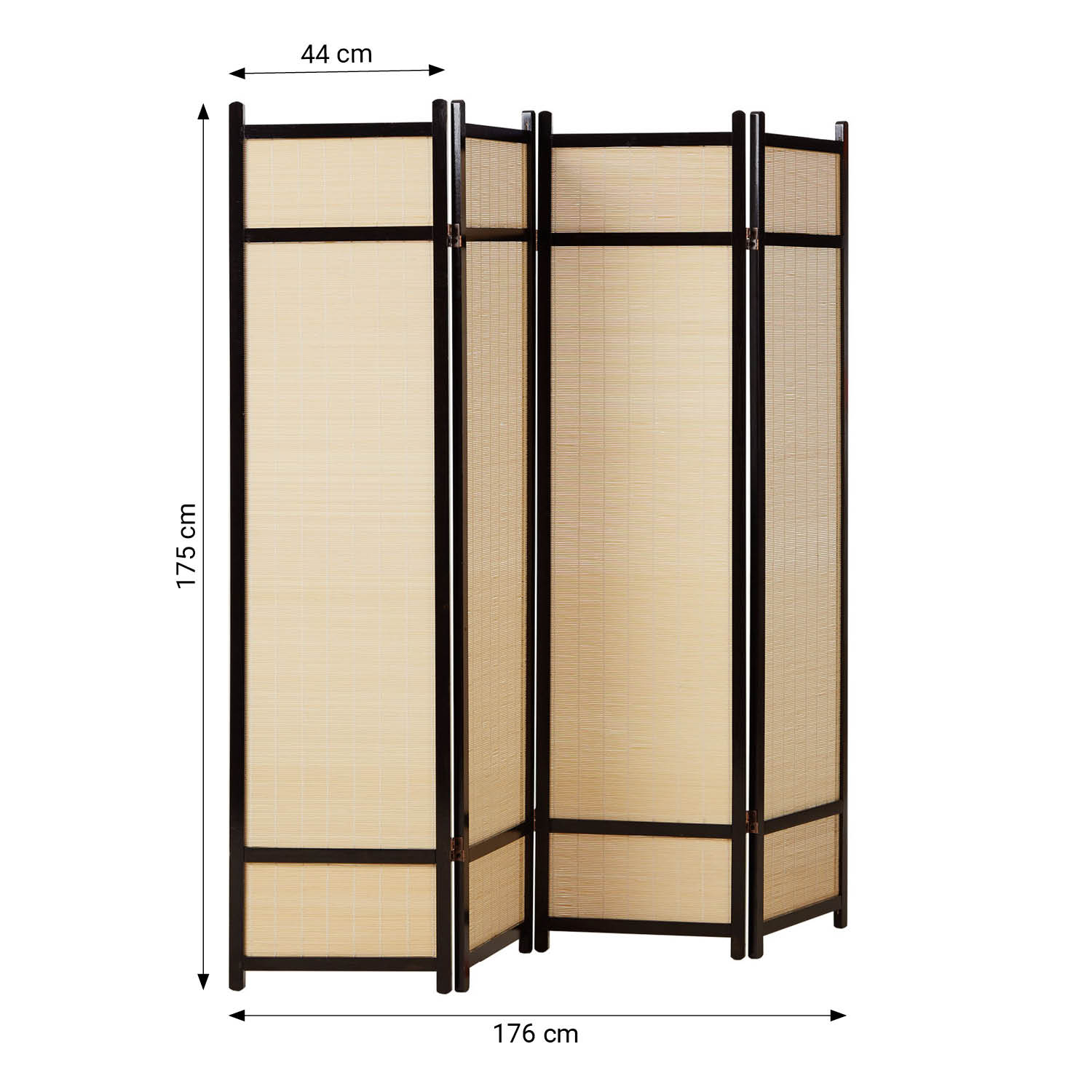 Paravent Brown Bamboo Natural | 4-panel | Wood | Room Divider Partition Privacy Screen