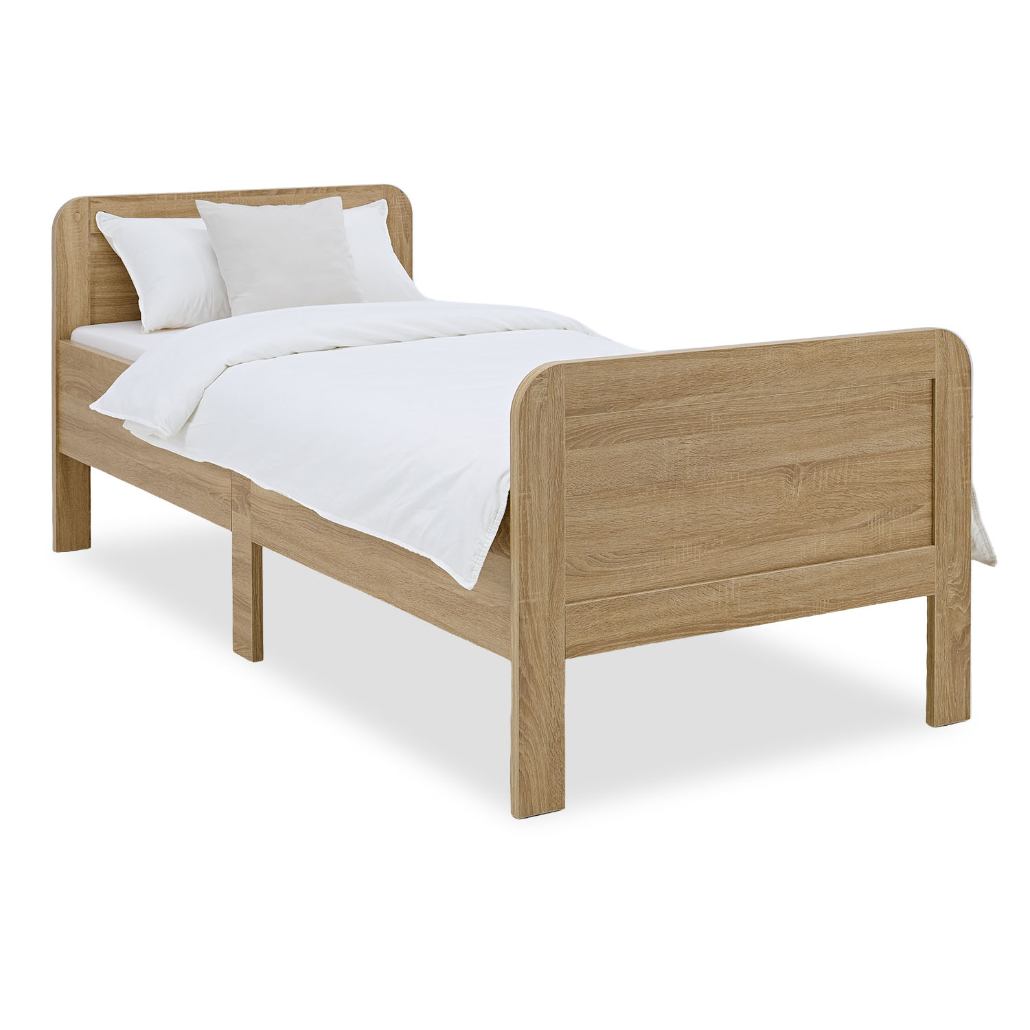 Comfort bed 90x200 Senior bed White Oak Adjustable height Wooden Single bed Bed frame
