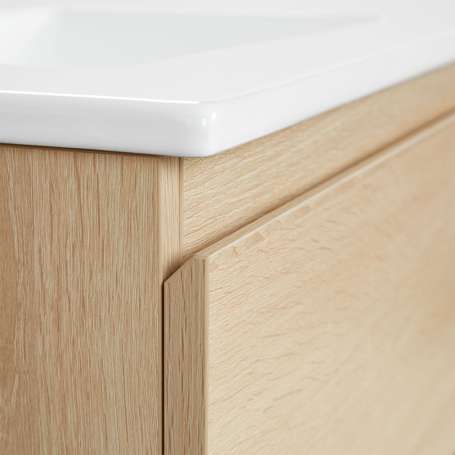 Bathroom cabinet 80 cm Natural Wood Oak Storage Vanity unit Bathroom furniture Sink unit Washroom wall cabinet