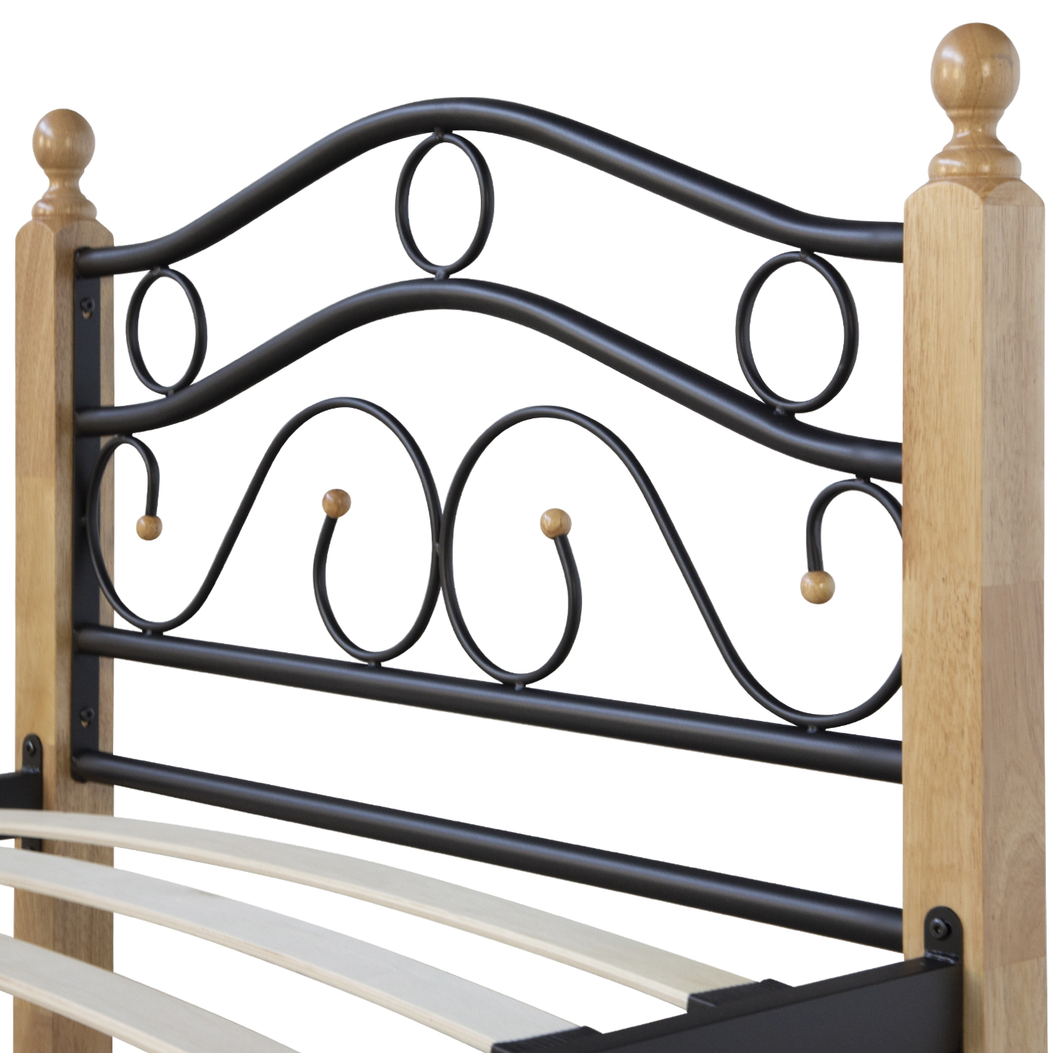 Black metal single bed, 90x200 cm, with a bed frame and slatted base - perfect for a youth bedroom