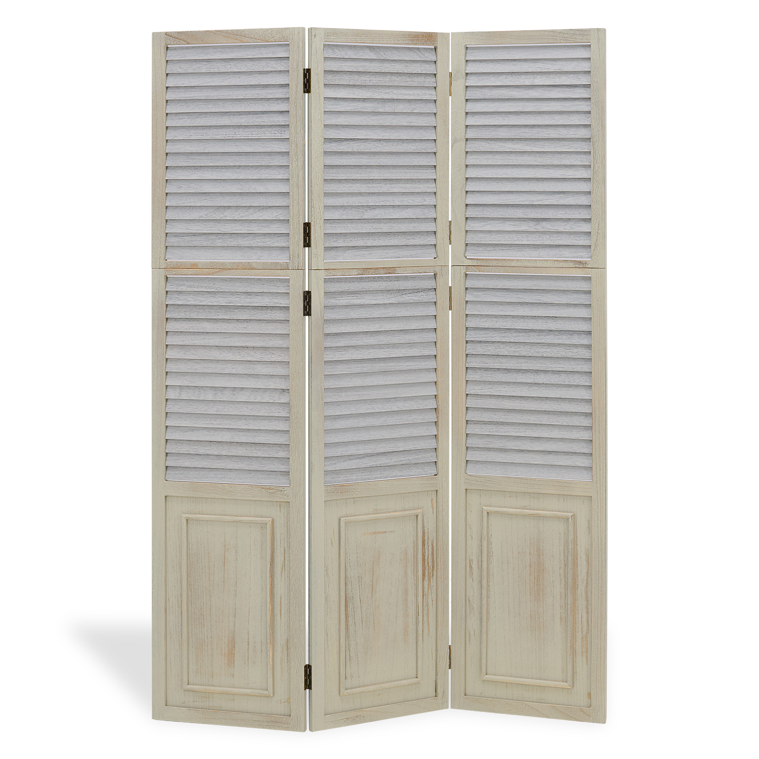 Paravent Grey Wooden Slats | 3-panel | Wood | Room Divider Partition Privacy Screen