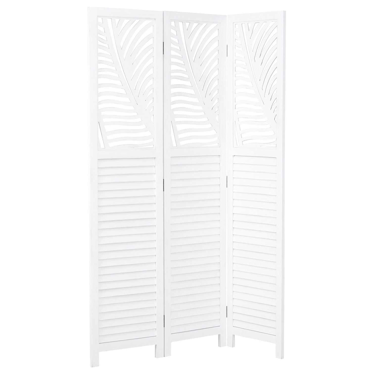 Paravent White Rattan-Style Decorations | 3-panel | Wood | Room Divider Partition Privacy Screen