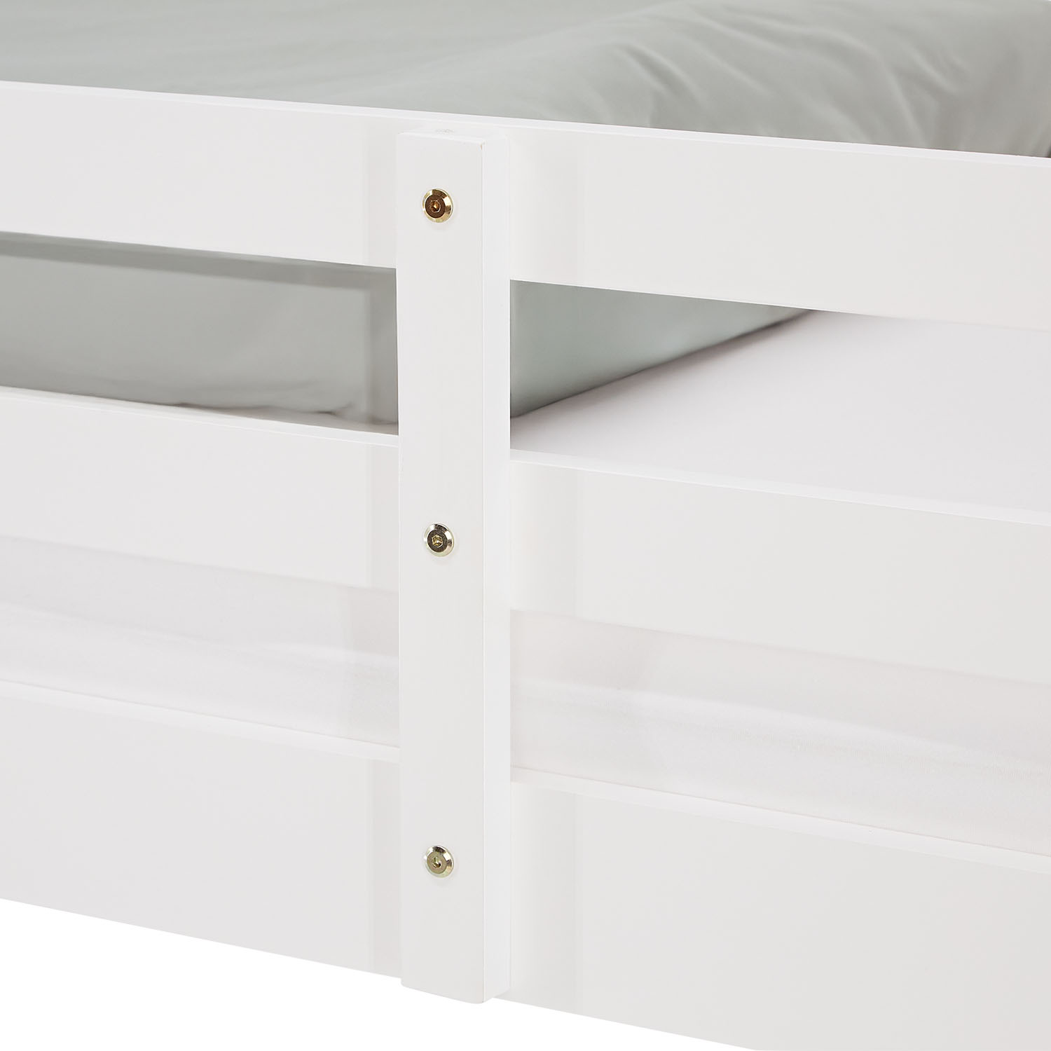 Bunk Bed 90x200 cm White | Kids Bed with Mattress | Fall Protection | Convertible | Massif pine wood