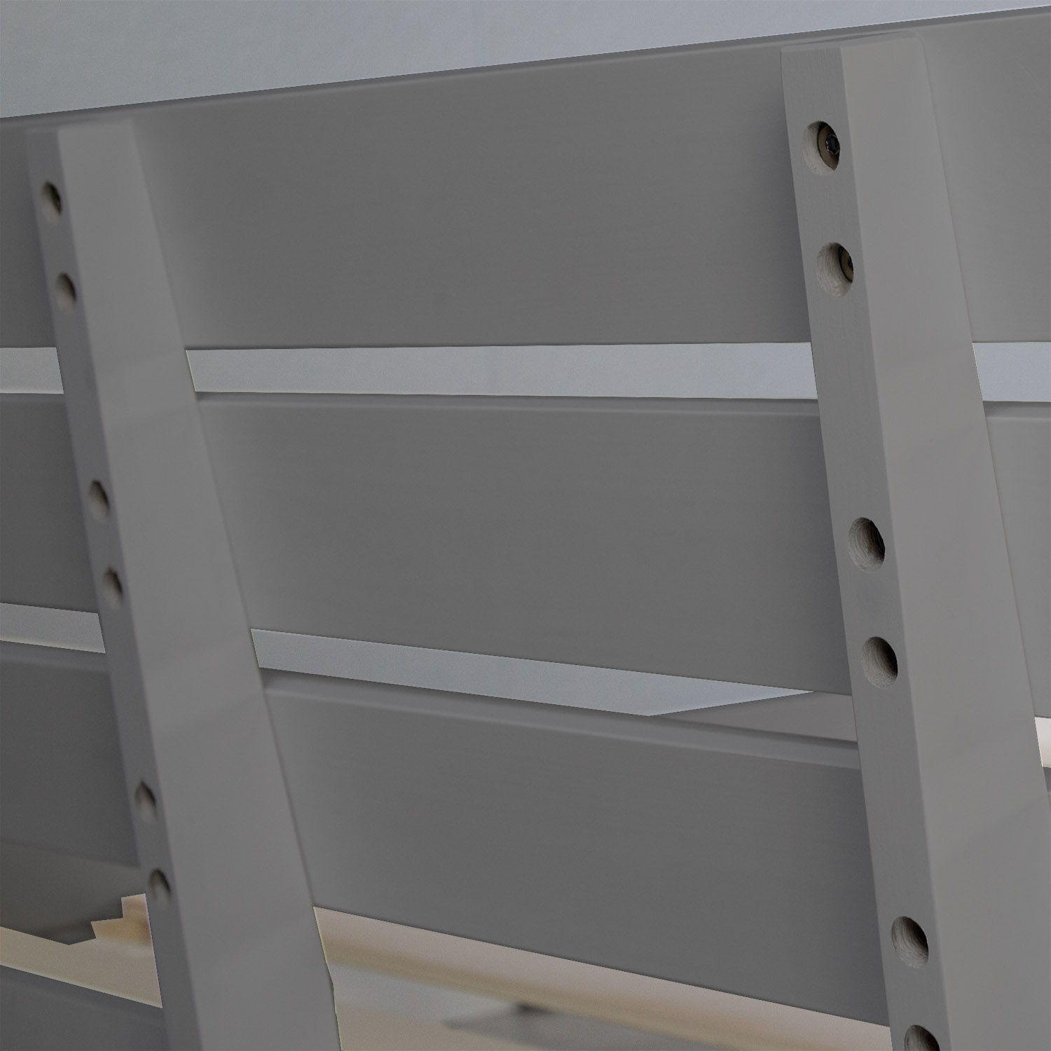 Wooden Bed 140x200 cm, Gray, with Storage Compartment & Slatted Base – Solid Wood Double Bed