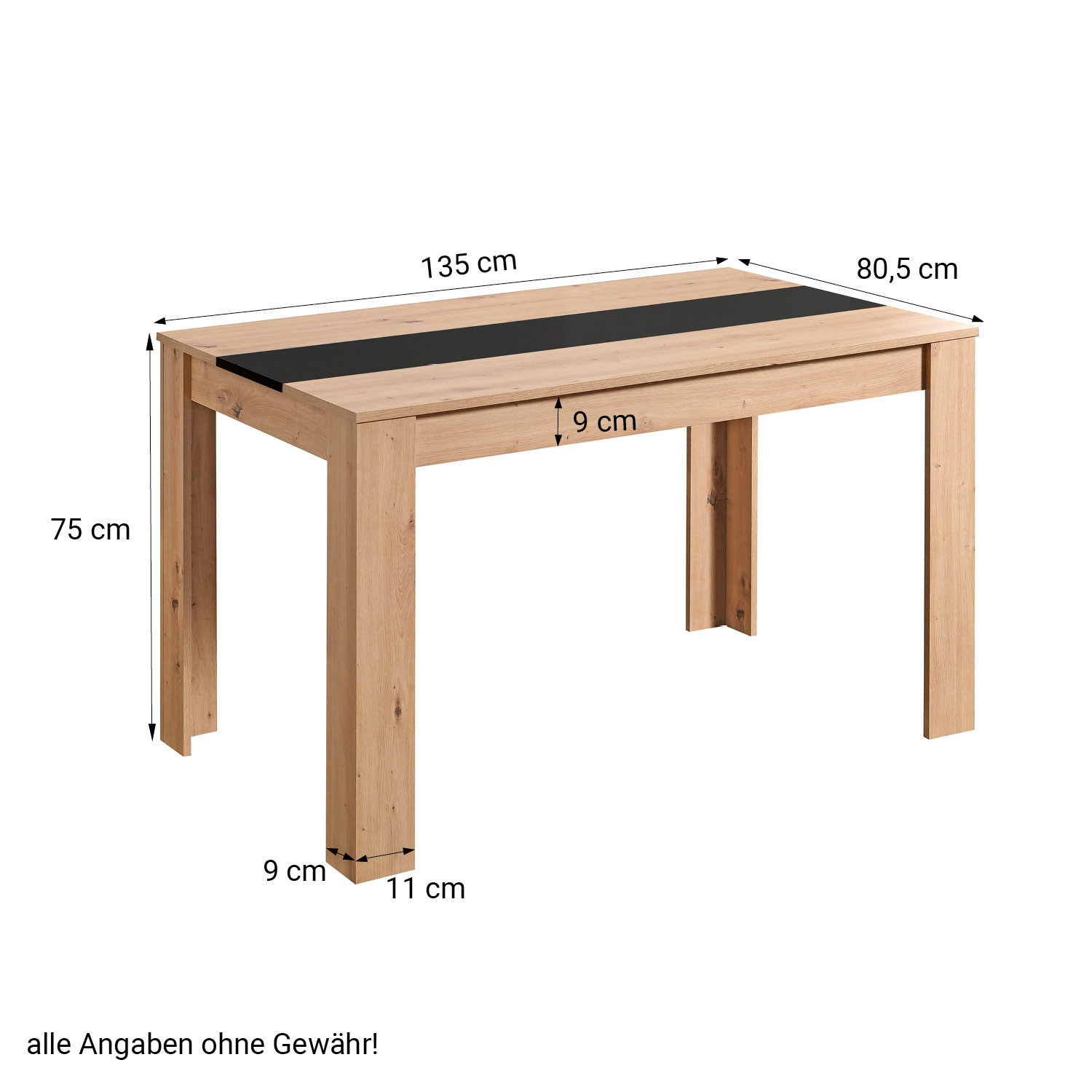 Table de salle à manger Table de cuisine en bois plusieurs couleurs 135x80 cm bois massif