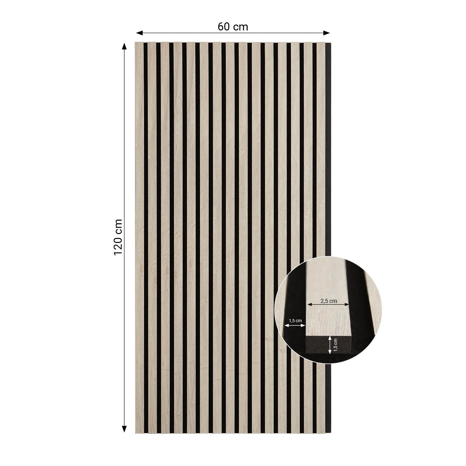 Acoustic Panels Wall Panels 60 x 120 cm Light Gray | Wood | 2-piece Set | 3D Strips