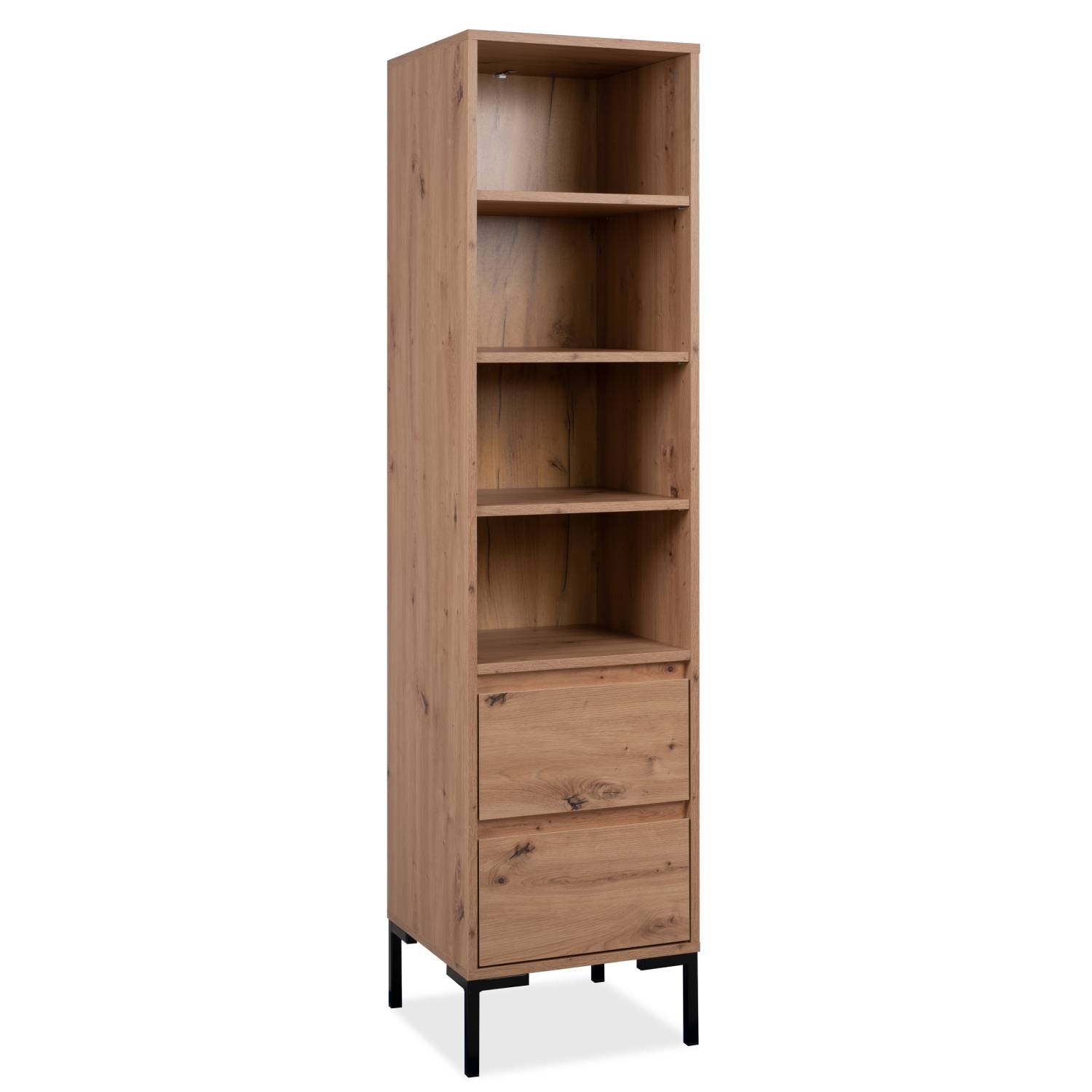 Shelf Bookcase Industrial Design Wall Unit Metal Black Wood Oak Office Cabinet