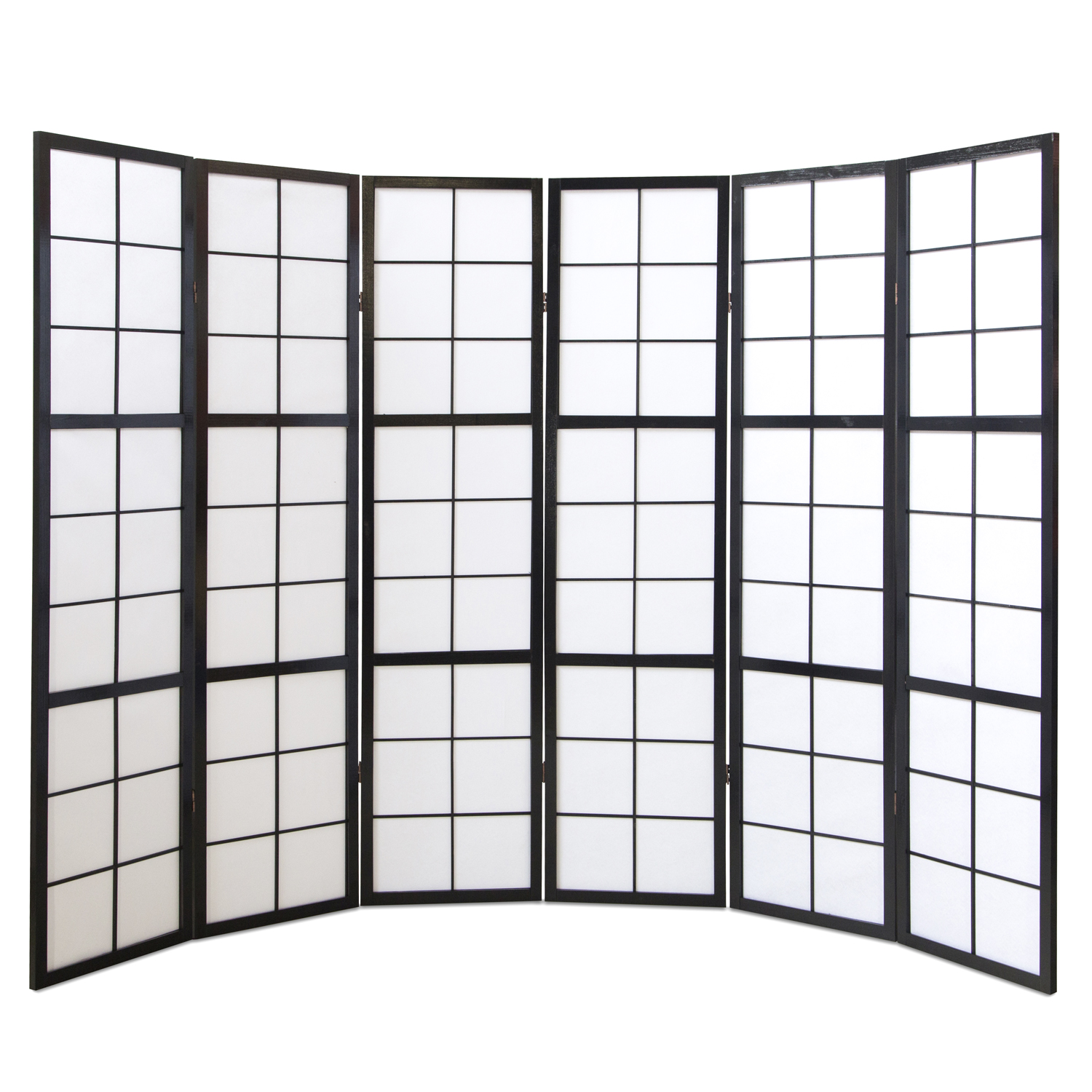 Paravent Black Shoji Rice Paper White | 6-panel | Wood | Room Divider Partition Privacy Screen