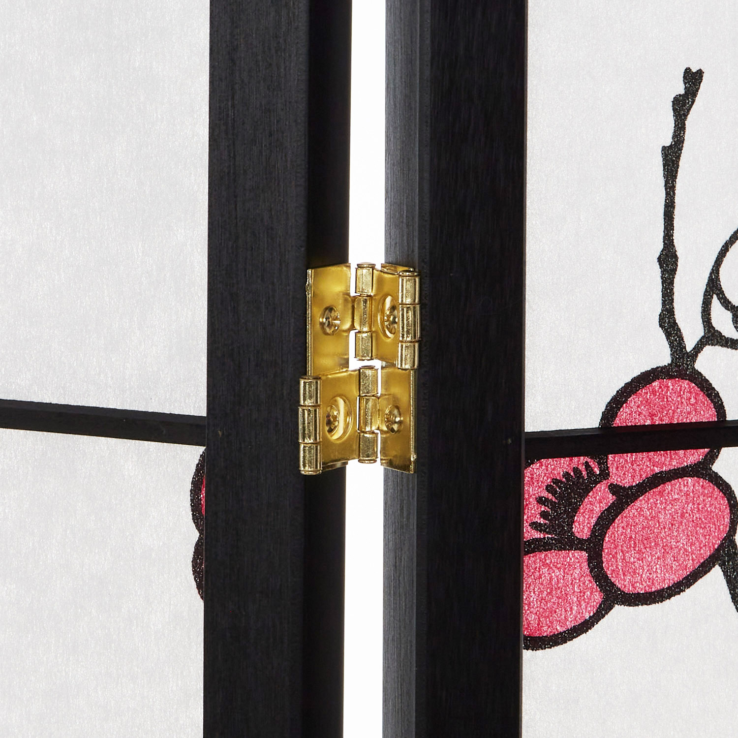 Paravent Black Cherry Pattern | Rice Paper White | 6-panel | Wood | Room Divider Partition Privacy Screen