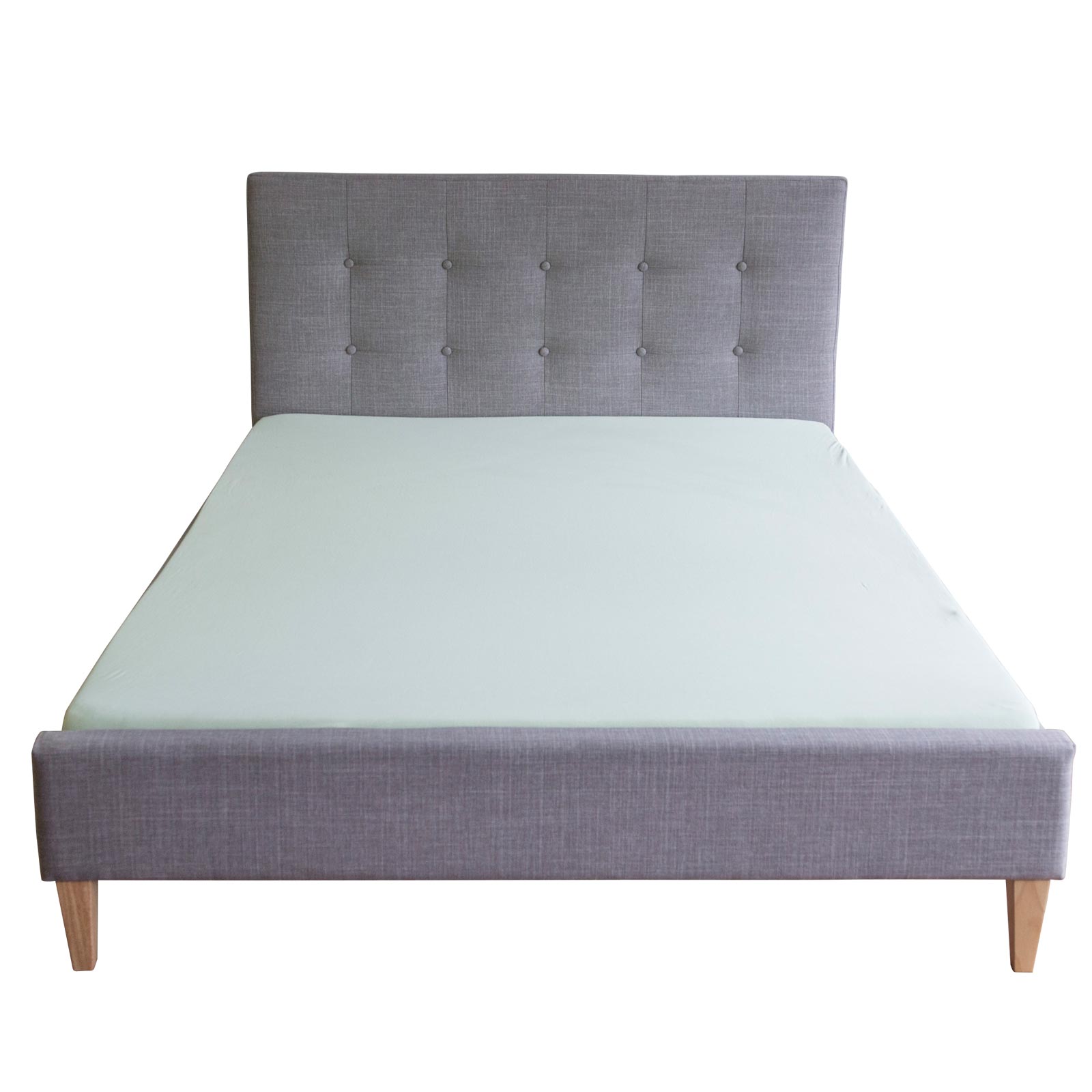 Upholstered Bed Frame Double Bed 180x200 Grey Platform Bed Fabric Headboard