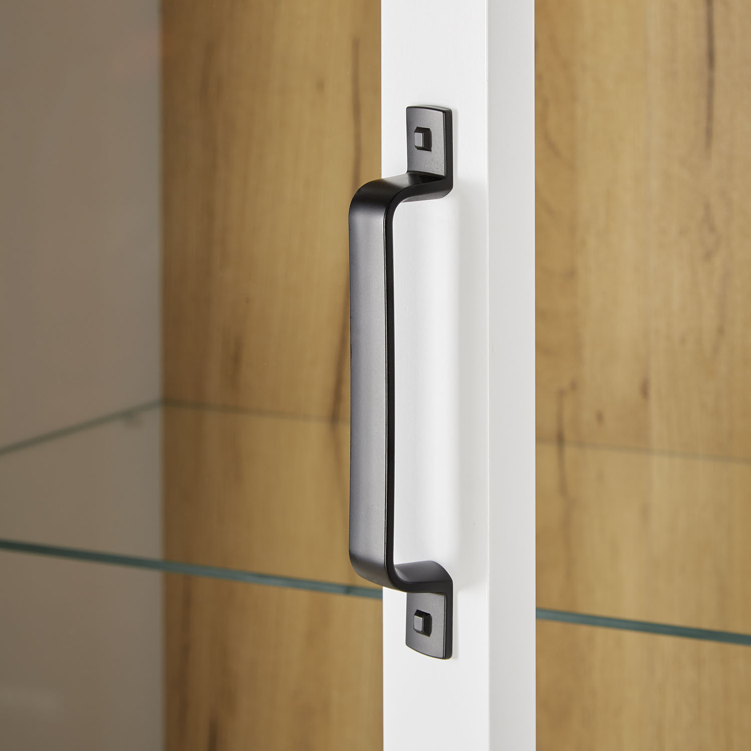 Showcase Highboard White Cabinet with compartments Living room cabinet Wood Oak Country Style