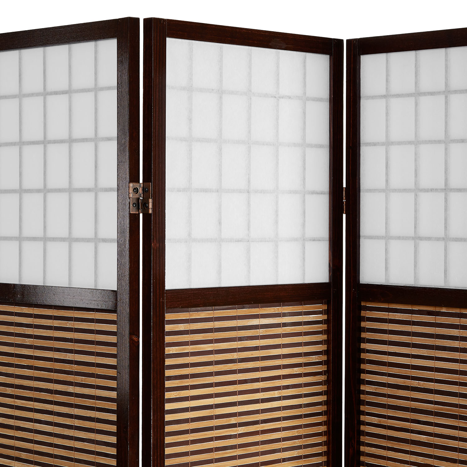 Paravent Brown Bamboo Shoji Rice Paper White Height 200 cm | 4-panel | Wood | Room Divider Partition Privacy Screen