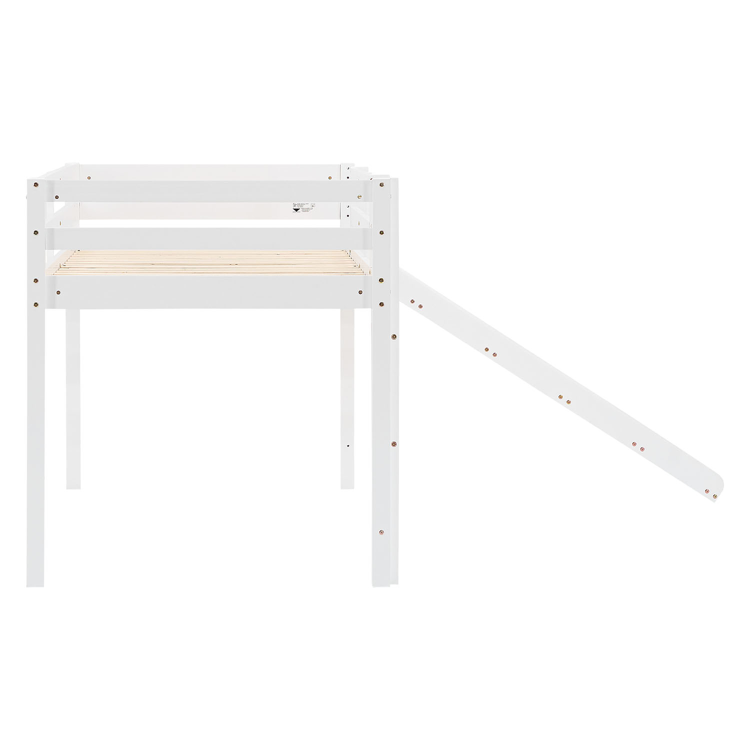 Loft Bed with Mattress Slatted Frame Slide 90x200 cm Children's Bed Bunk Bed White Play Bed