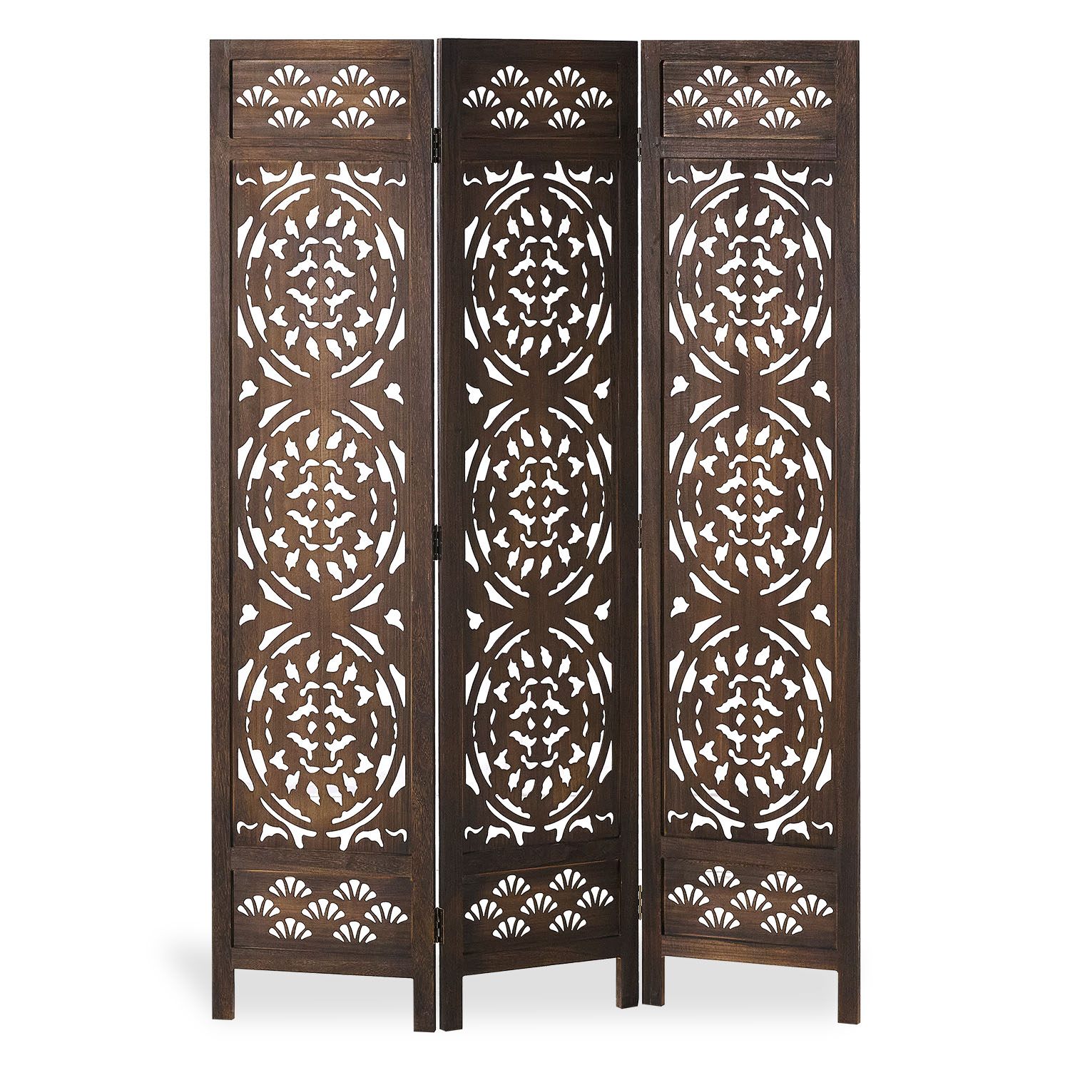 Paravent Brown Design | 3-panel | Wood | Decorative Room Divider | Partition Privacy Screen