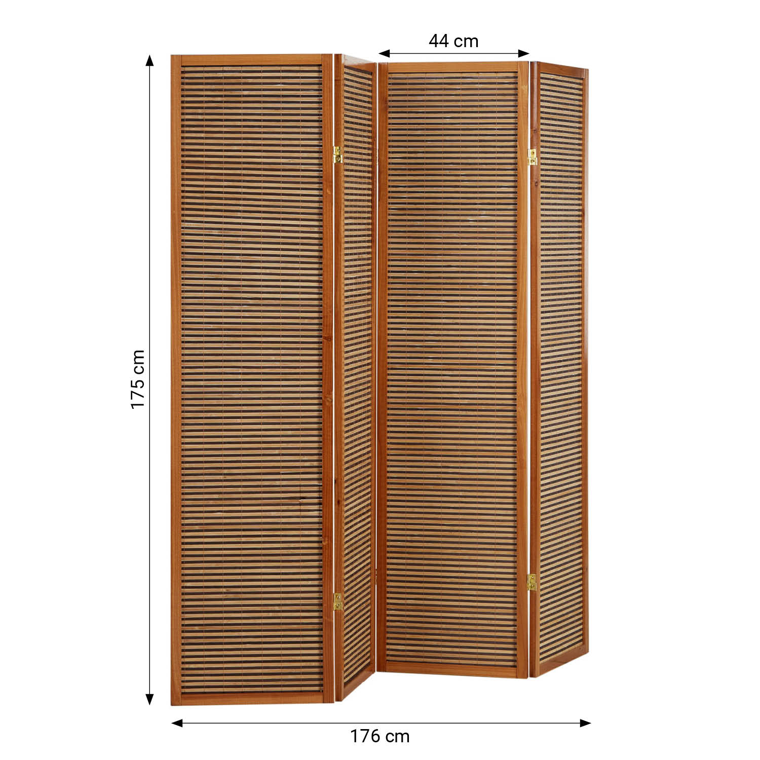 Paravent Brown Wooden Slats | 4-panel | Wood | Room Divider Partition Privacy Screen