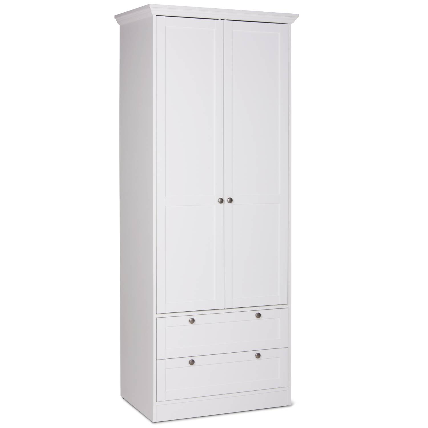 Kleiderschrank Weiß Garderobe Holz Schrank Massiv 2 Türen Garderobenschrank Mehrzweckschrank