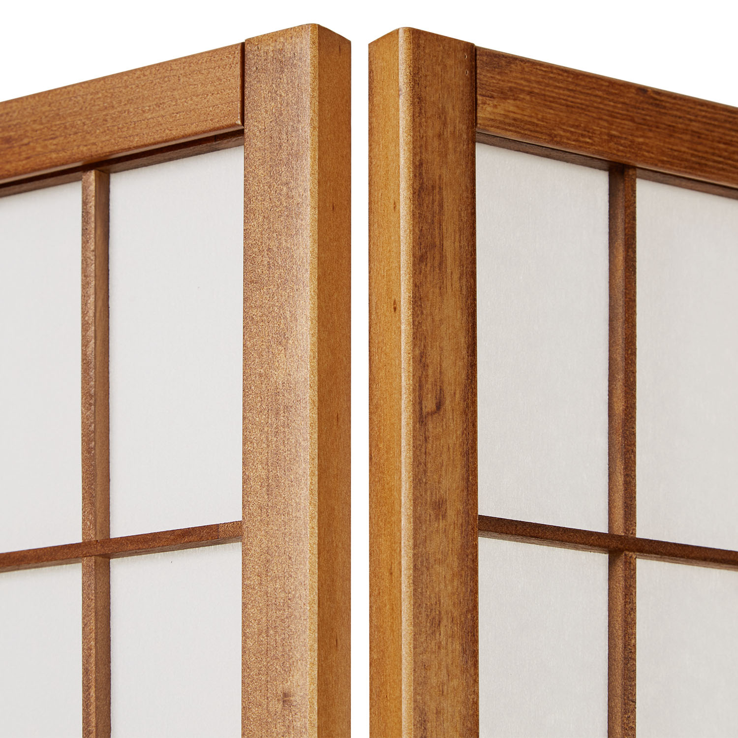 Light Brown Shoji Rice Paper Screen | 4-panel | Wood | Room Divider, Partition, Privacy Screen