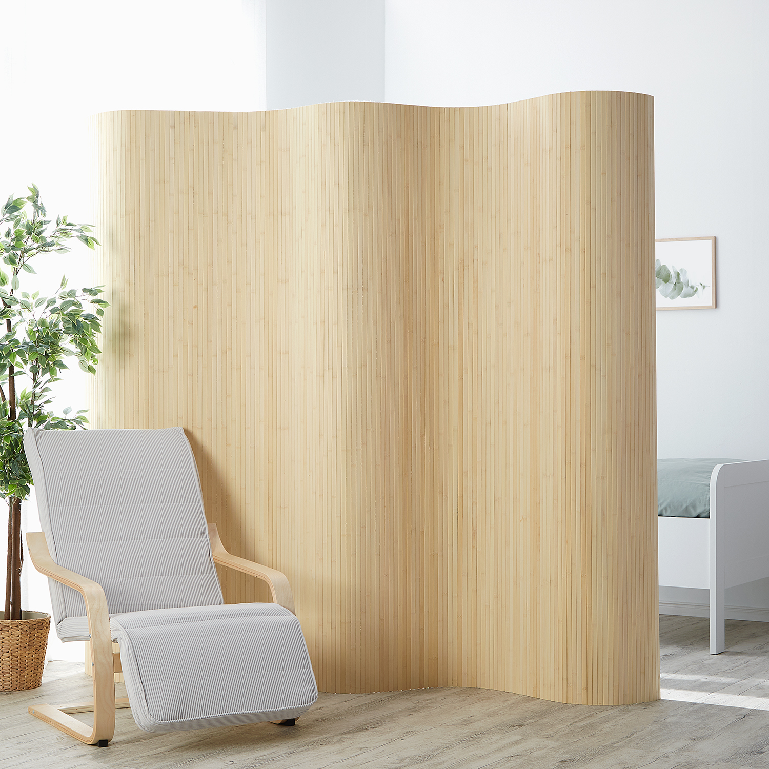 Paravent Bamboo Height 200 cm Natural | Room Divider Partition Privacy Screen