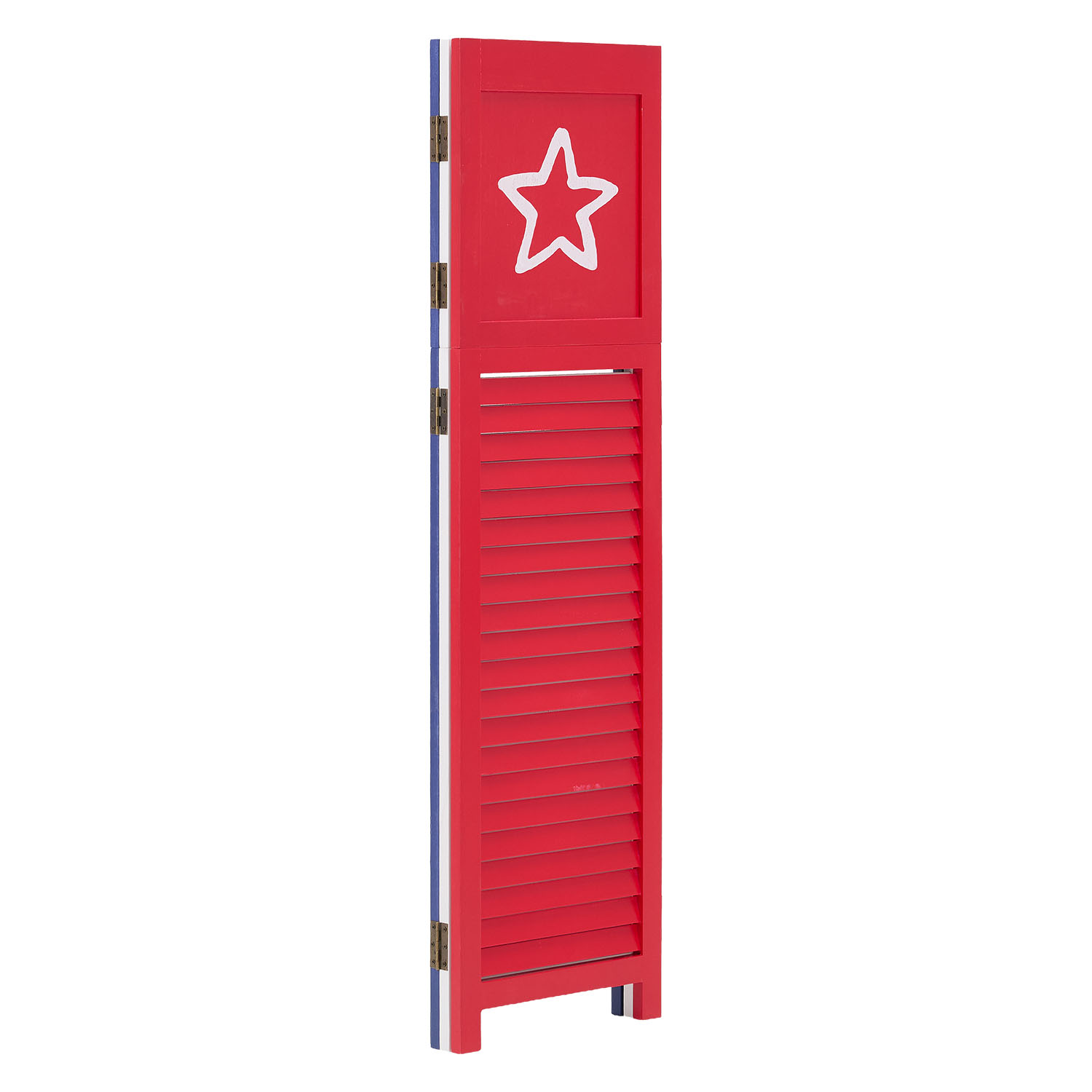 Paravent Red White Black Maritime Motifs | 3-panel | Wood | Room Divider Partition Privacy Screen