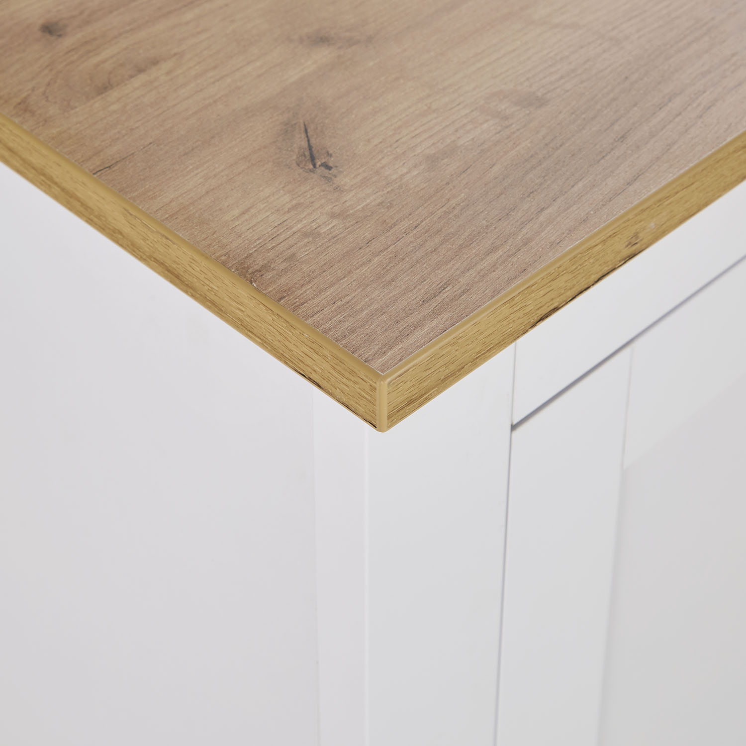 Chest of Drawers Sideboard White 150 cm Wood Oak Solid Cupboard with 3 Drawers Country Style Highboard Living Room Cabinet