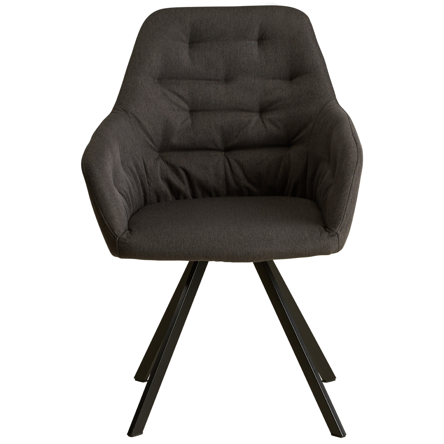 Set of 6 Upholstered Linen Dining Chairs in Anthracite with Armrests – Modern Dining Chairs