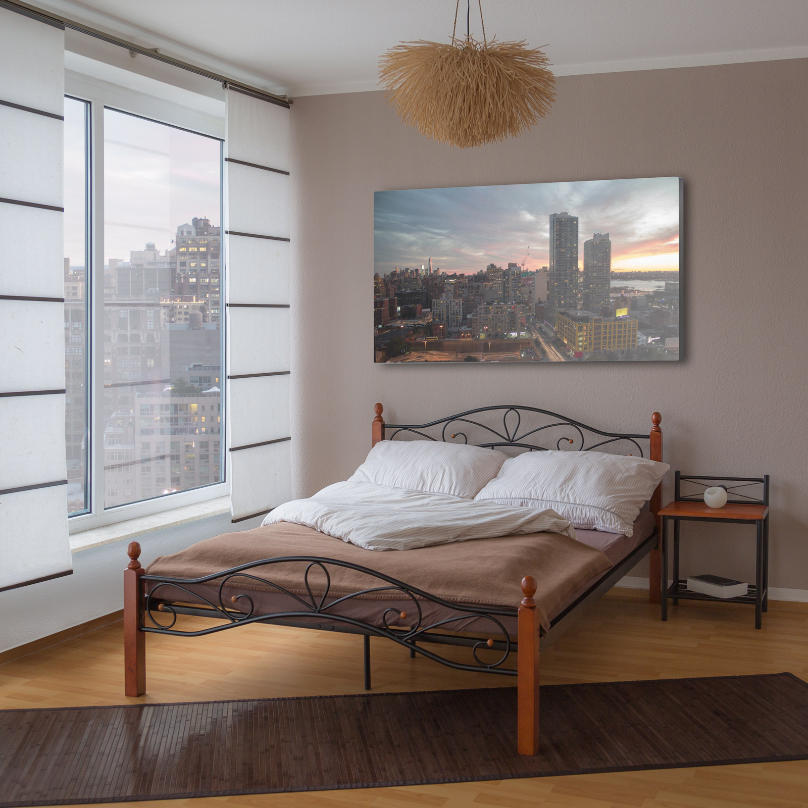 Metal Bed Iron Bed Double 160 x 200 Wood Slatted black brown bed frame 920