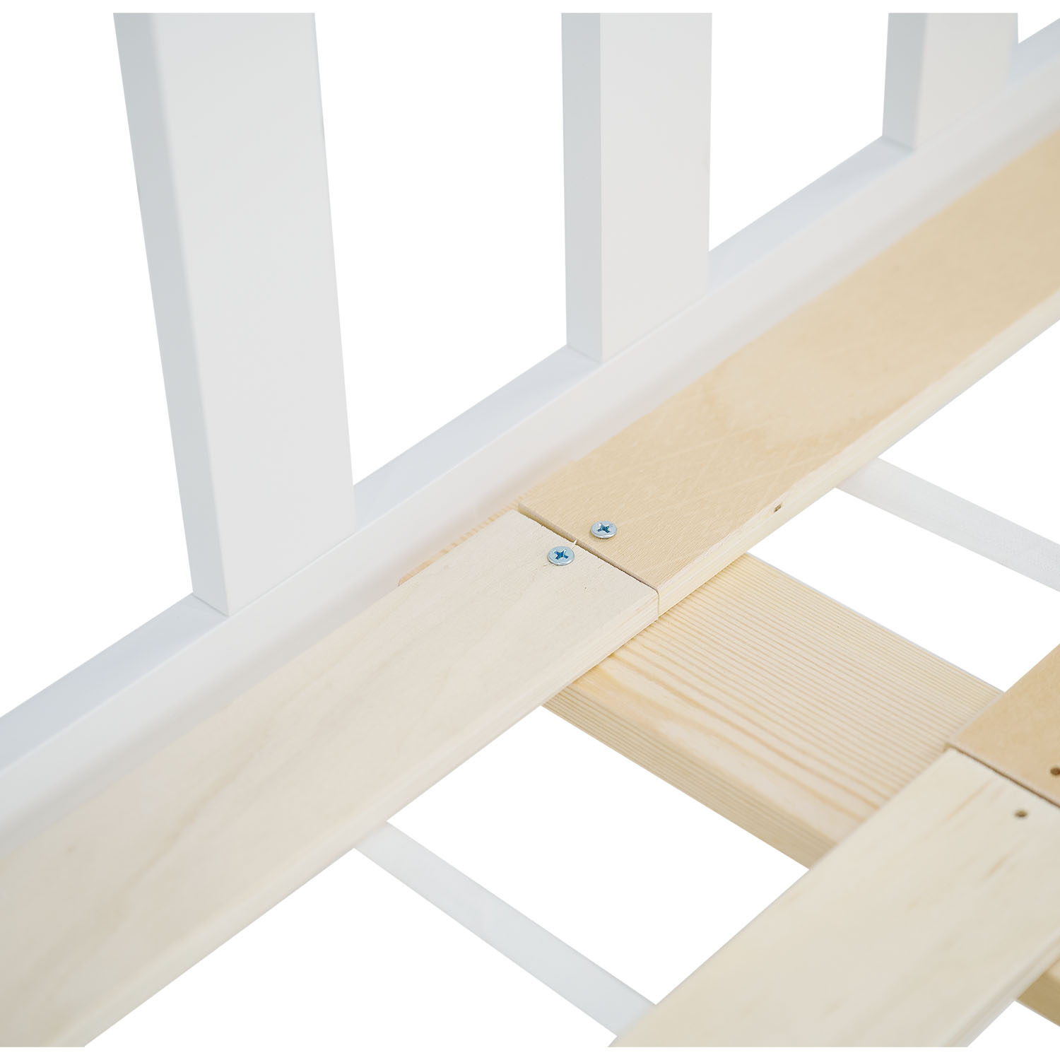 Wooden Bed 140x200 cm Natural White | Double Bed | With Slatted Base | Scandinavian Style | Children's, Teen, or Guest Bedroom