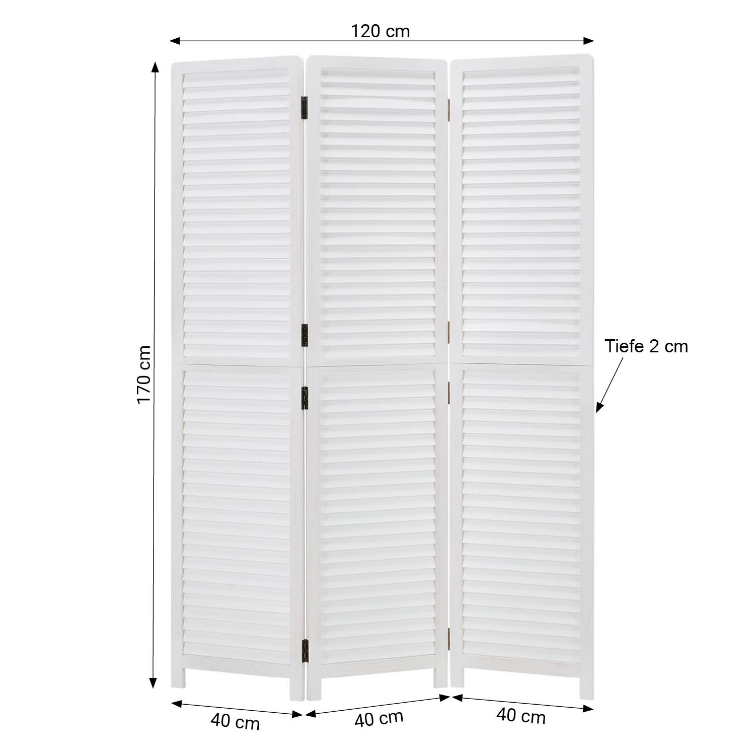 Paravent White Wooden Slats | 3-panel | Wood | Room Divider Partition Privacy Screen