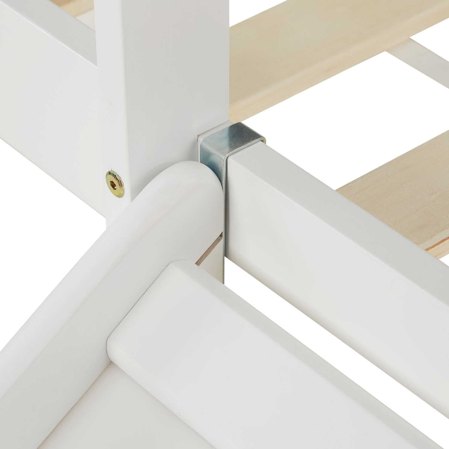 Loft Bed for Kids 90x200 cm White with Curtain in Lilac Beige | Slide | Tower | without Slatted Frame