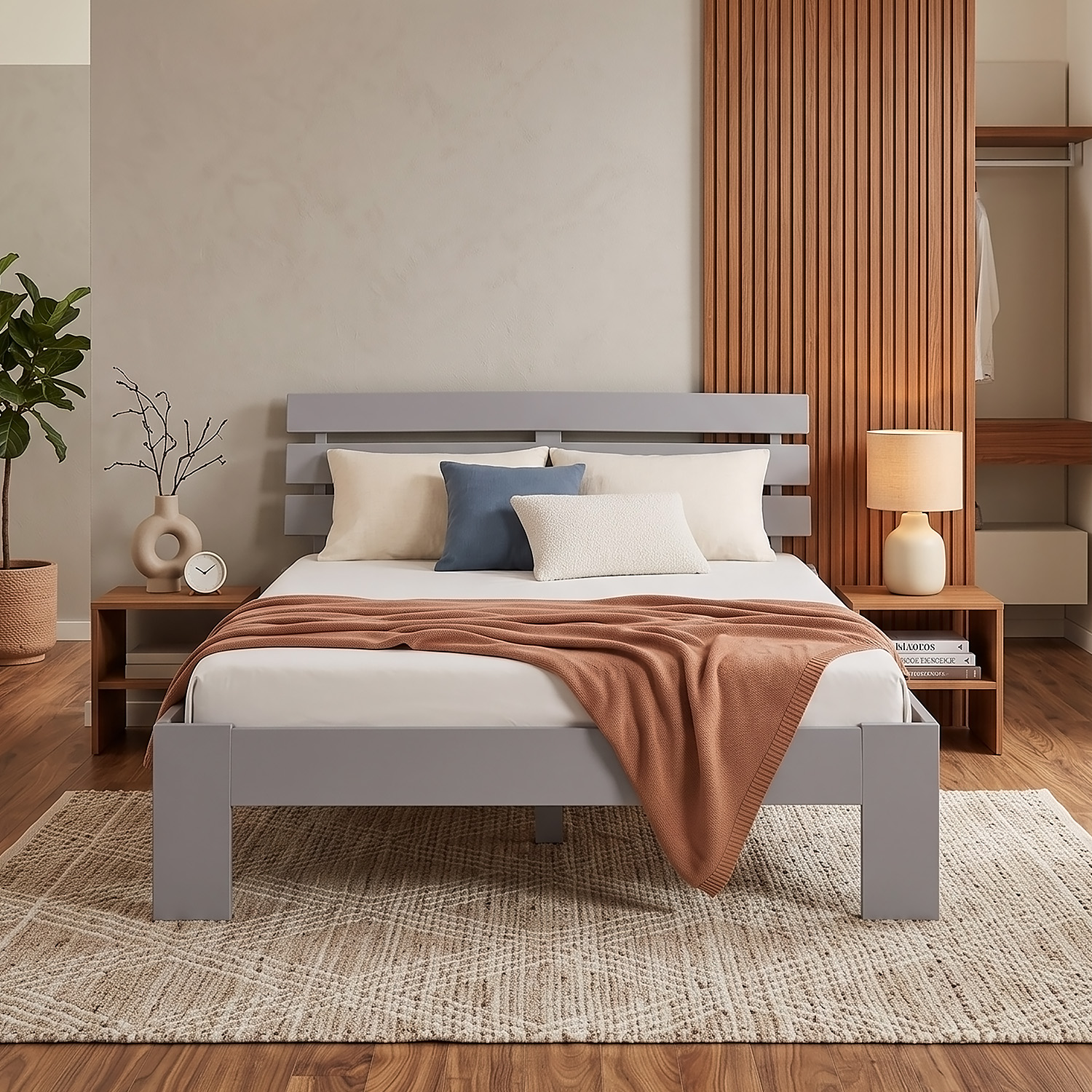 Solid Pine Wood Bed, 120x200 cm – Futon Bed with Mattress & Slatted Base