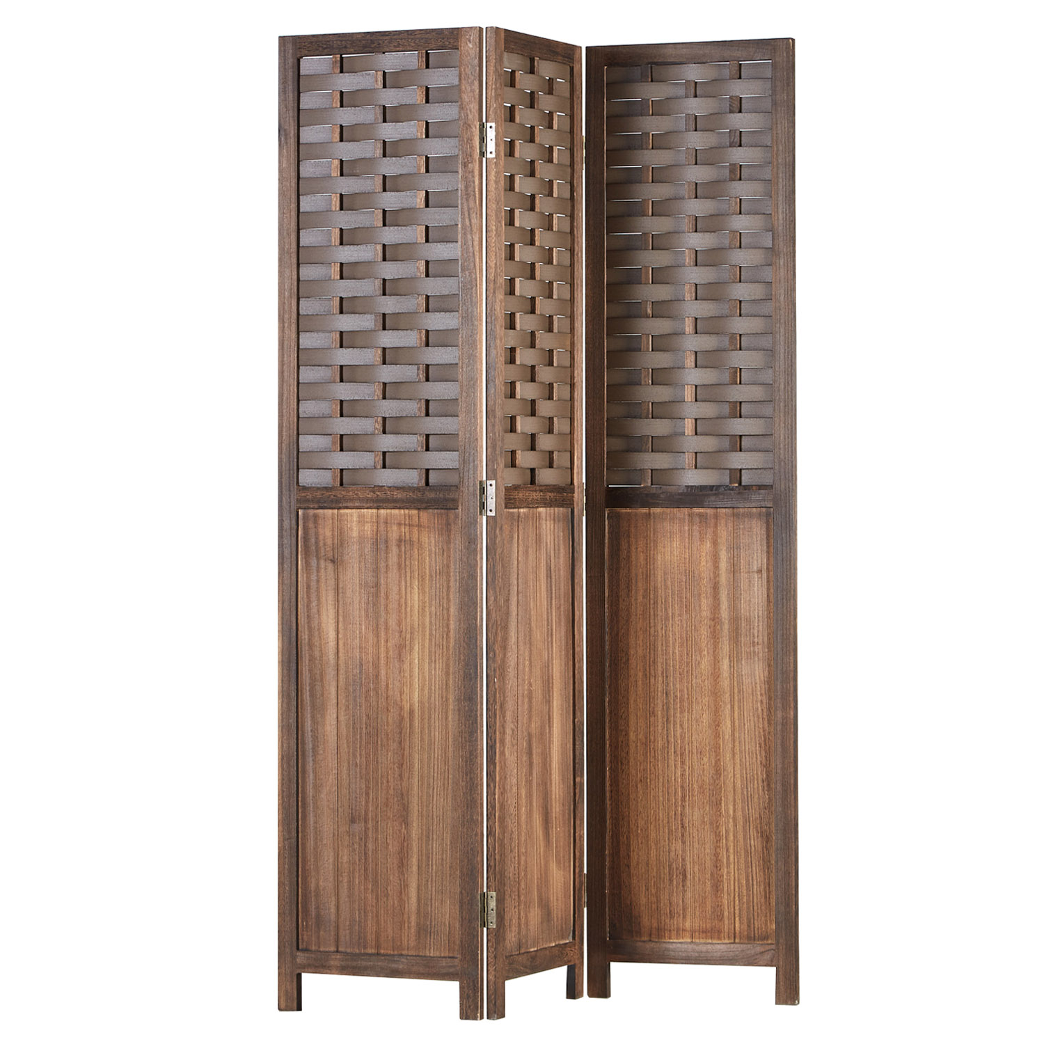 Paravent Brown Rattan-Style | 3-panel | Wood | Room Divider Partition Privacy Screen