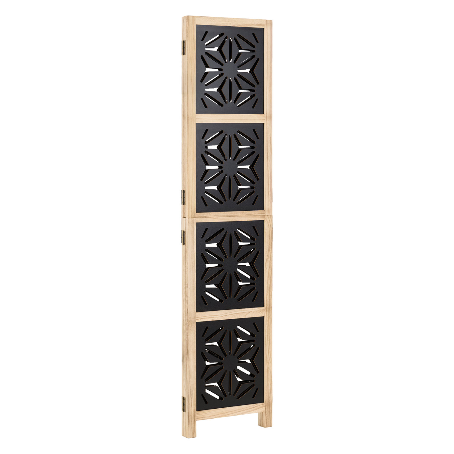 3-Panel "Nature" Folding Screen – Room Divider with Black Accents