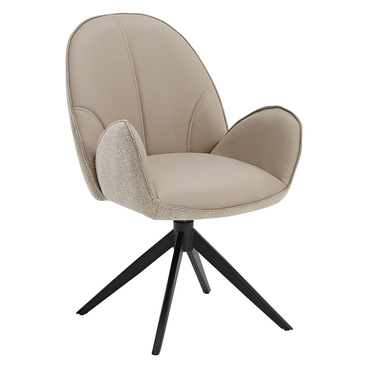 Dining Chair Set of 6 Modern Egg Chairs Bouclé Leather Beige Armchairs Dining Room Chairs Upholstered Chairs Eames Chairs