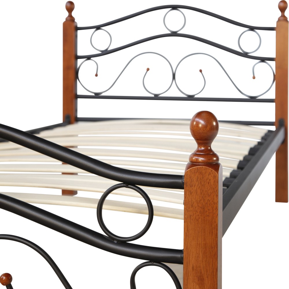 Metal Bed 90x200 Black Daybed Single Bed Youth Bed with Slatted Frame