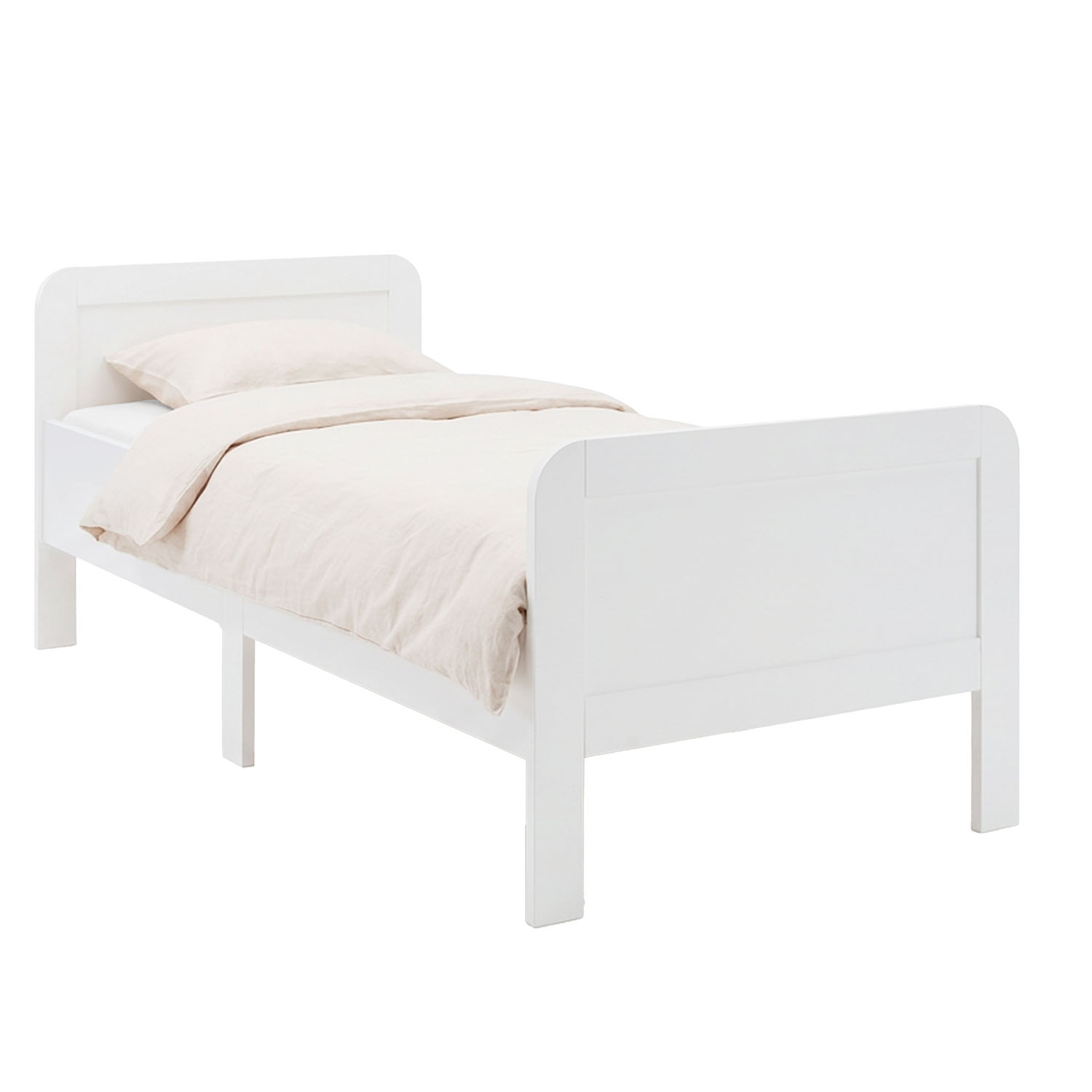 Comfort Bed 90x200 cm White | Senior Bed Height Adjustable with Slatted Frame | Single Bed | Wood