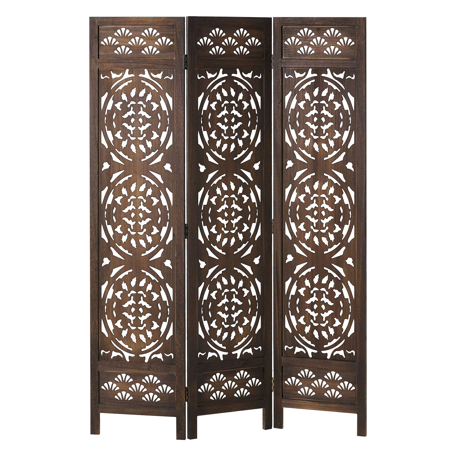 Paravent Brown Design | 3-panel | Wood | Decorative Room Divider | Partition Privacy Screen